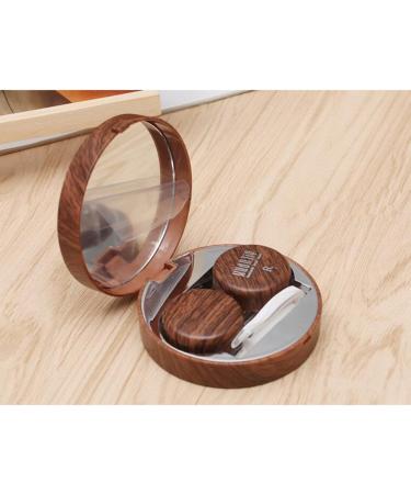 Partykindom Portable Contact Lens Case with Mirror - Travel Eye Care Set with Wood Grain Design | Perfect Lens Holder for Eye Contact Lenses - Buy Online on GoSupps.com