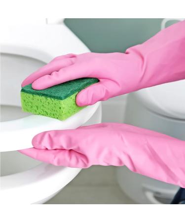 Focenat 2 Pairs Washing Up Gloves Household Cleaning Gloves Waterproof Rubber Latex Gloves Reusable Kitchen Dishcleaning Gloves Medium Size(Blue+Pink) - Buy Online on GoSupps.com
