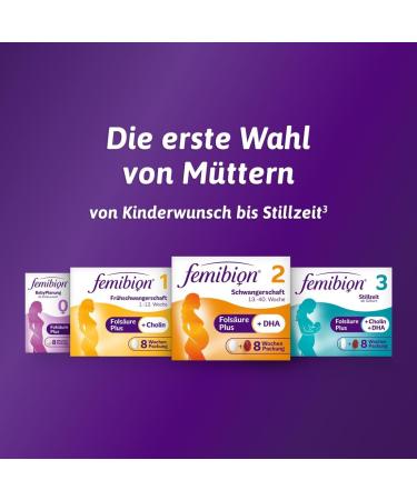 Femibion 2 Pregnancy Supplement - Daily Dietary Support with Folic Acid Choline & DHA for SSW 13-40 | 168 Pieces (2x84) Best International Shipping - Buy Online on GoSupps.com