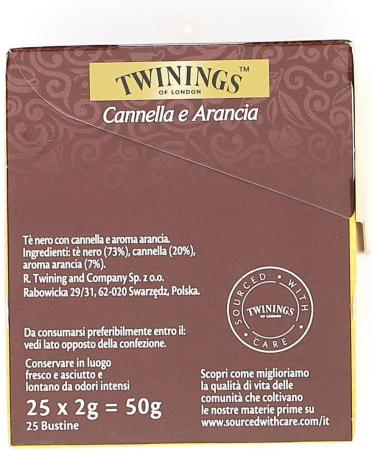  Italian Gourmet E.R. Twinings Cinnamon and Orange Flavored Black Tea Black Tea with Cinnamon and Orange Pack of 25 Filters + Italian Tin Gourmet Tomato Pulp 400 g - Buy Online on GoSupps.com