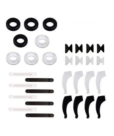 WILLWA 16 Pairs Non-Slip Round Silicone Eyeglass Holders Nose Pads Ear Hooks Glasses Black