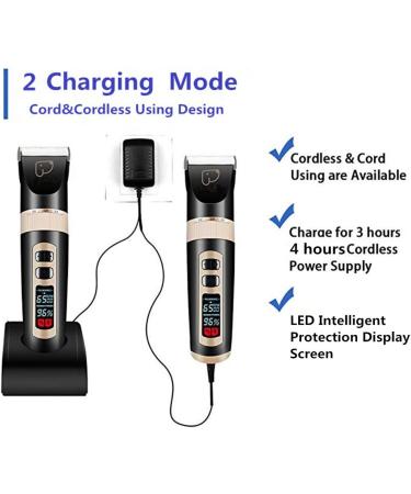 Kiizon Rechargeable Cordless Dog Grooming Clippers 3-Speed Kit for Cats - LED Screen, Intelligent Protection - Buy Online on GoSupps.com