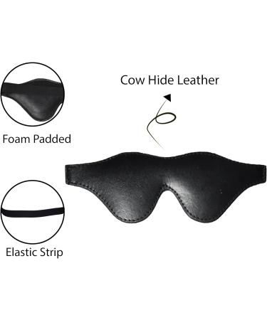 Genuine Cowhide Leather Handmade Spectacle Shaped Mask - Adjustable Strap for All Snooze Positions - Men and Women - Black - Buy Online on GoSupps.com