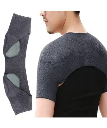 FERCAISH Double Shoulder Brace Warm Support Protector Shoulder Strap Brace Knitted Warm Shoulder Straps for Fall and Winter Office Home Sports Knit Cashmere Guard for Rotator Cuff Shoulder (L) Large