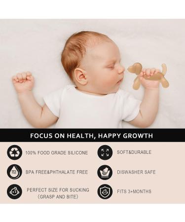 AULEGE Silicone Teething Toy - Soft Dog Shape Teether for Baby 3-18 Months, BPA-Free Chew Toy for Teething Pain Relief - Perfect Boy & Girl Birthday or Christmas Gift - Buy Online on GoSupps.com