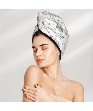 Watercolor Floral Raccoon Microfiber Hair Towel - Soft Super Absorbent Coral Velvet Quick Dry Wrap for Long Curly & Thick Hair - Buy Online on GoSupps.com