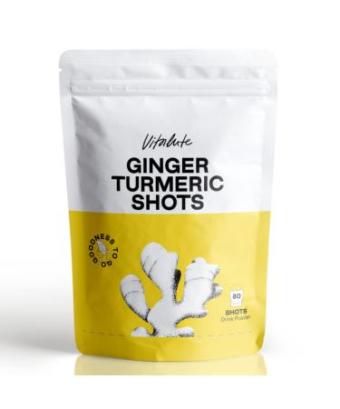 Ginger Shots with Turmeric - 80 Shots - Curcumin, Cayenne Pepper & Vitamin C - No Sugar - Ginger Powder Drink