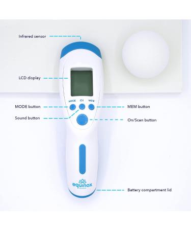 Equinox Digital Forehead Thermometer - No Touch Thermometer for Adults & Babies - LCD Display - Ideal for Body/Surface/Room Temperature - Touchless Scanner - Buy Online on GoSupps.com