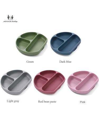 Baby Silicone Suction Divided Plate | Non-Toxic BPA-Free | Waterproof & Dishwasher Safe | Easy Clean Up | Gray - Buy Online on GoSupps.com