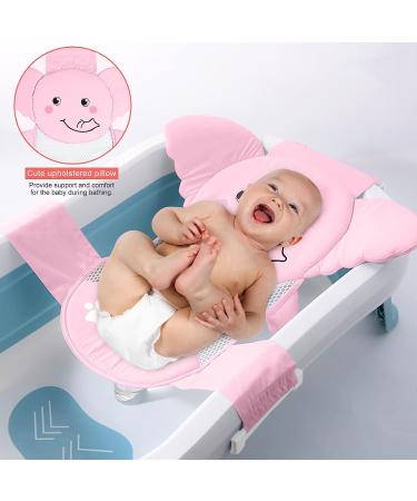 Air&TRee Baby Bath Seat Support Net - Adjustable, Quick Drying, Non-Slip Mesh Infant Bathtub Sling in Pink Elephant Design - Buy Online on GoSupps.com