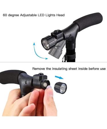 Folding Walking Cane with LED Light for Men and Women Height Adjustable Foldable Elderly Walking Stick with Side Handle Collapsible and Portable Surprise Gift - Buy Online on GoSupps.com