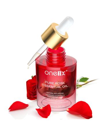 Rose Oil for Face, Anti-Wrinkle Facial Oil Serum for Dry Skin Moisturizing, Organic Rose Essential Oils for Face Body Massage Aromatherapy and Relaxation, Skin Care Gua Sha Oil 30ML