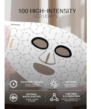 kingdo Red Light Therapy Devices 3-In-1 Red Light Therapy Mask with Mixed Colors Near Infrared Blue & Red Light Therapy LED Face Mask for Face Skin Care - Buy Online on GoSupps.com