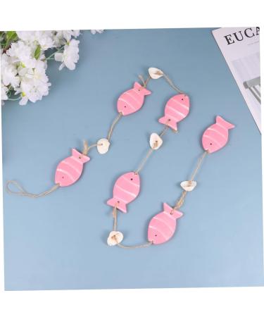 Yardenfun 1 Pc Decor Wedding Ornament Mini Beach Ornament Door Fish Hanging Ornament Pendant Curtain Wooden Pink 102X4.2CM - Buy Online on GoSupps.com