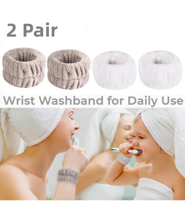 4 Pcs Microfiber Face Washing Wristbands - Soft & Absorbent Scrunchies for Women/Girls - Brown Spa Wrist Wash Bands - Buy Online on GoSupps.com