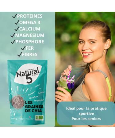 ORGANIC CHIA SEEDS CULTIVATED IN FRANCE - Rich in Protein Omega3 Fiber Ideal Slimming Transit High Quality Chia Seeds Smoothies and Salads Chia Seeds (200G) - Buy Online on GoSupps.com