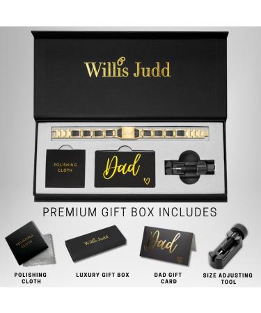 Willis Judd Men's Dad Bracelet - Gold & Blue Carbon Fiber Magnetic Bracelet in Gift Box | International Shipping Available - Buy Online on GoSupps.com