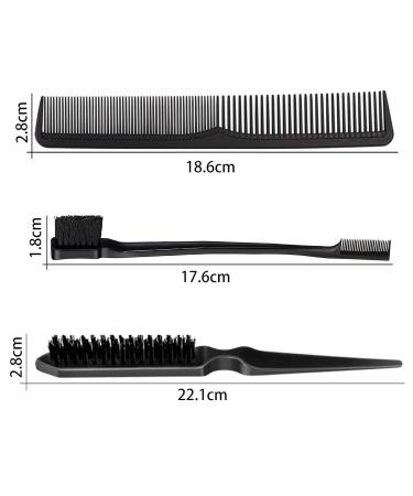 JEOPOOM Hair Comb Set (3 Pieces) - Sleek Bun Brush & Double Edge Hairbrush for Men & Women - Perfect Hairdresser Comb Set in Black - Buy Online on GoSupps.com