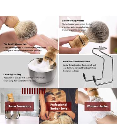 Anbbas Badger Hair Shaving Brush Set - Classic Wet Shaving Kit with Bowl & Holder | Perfect Men's Gift - Buy Online on GoSupps.com