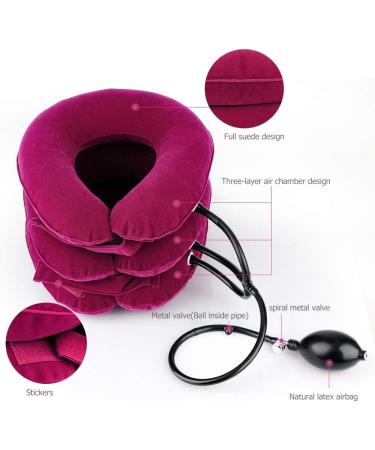 Neck Shoulder Pain Relief Muscle Relaxation Neck Pillow Massager Inflatable Air Neck Traction Pink - Buy Online on GoSupps.com