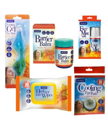 Hayfever Survival Kit Hayfever Relief Wipes Face Mist Spray Cooling Gel Eye Mask Barrier Balm Cooling Eye Pads 5 Piece Set for Allergy Sufferers - Buy Online on GoSupps.com