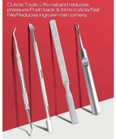 Softale Toenail Clippers for Thick Nails - Professional Stainless Steel Podiatrist Pedicure Kit for Ingrown Toenails - 7 Piece Set in Red+Silver - Buy Online on GoSupps.com