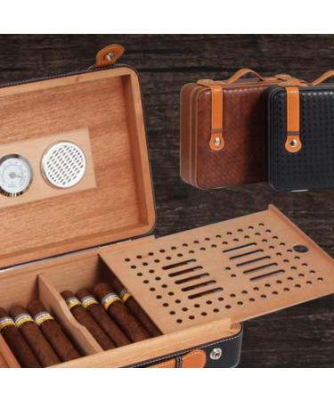 Cigar Box Humidors Barware Cigar Box Leather Cigar Box Portable Cigar Box Cigar Cigar Box Portable Cigar Box Snow Box High-end Smoking Cigar Storage Box Woven Leather Pattern Cooking & Dining 24*21.5*6.3cm Black - Buy Online on GoSupps.com