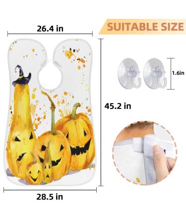 Watercolor Halloween Pumpkins Beard Bib Apron - Waterproof Hair Catcher for Men | Non-Stick Grooming Cape with Suction Cups - Perfect Gifts for Men - Buy Online on GoSupps.com