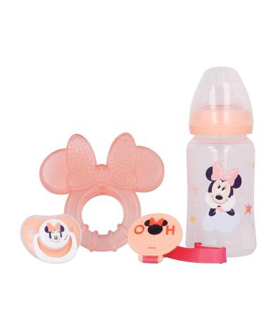 Baby Gift Set with Bottle Pacifier Holder & Teething Ring | Disney Baby Minnie Mouse | 240 ml - Buy Online on GoSupps.com