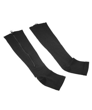 XXL Black Compression Socks - Open Toe Calf Support for Sports & Varicose Vein Relief | International Shipping - Buy Online on GoSupps.com