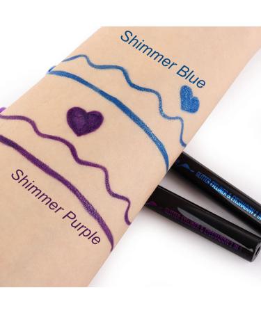 Royal Blue & Purple Glitter Liquid Eyeliner Set - Waterproof & Smudge Proof - 2Pcs Metallic Satin Finish Eye Liner Pen - Long Lasting & High Pigmented - 2 Count - Buy Online on GoSupps.com