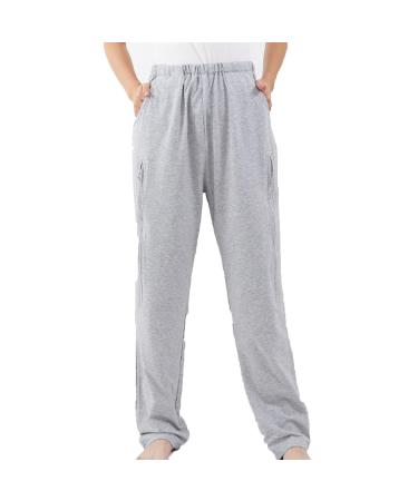 Bedridden Patient Clothing Urine Bag Underwear With Double Pocket Patient Pants Patient Care Clothes For Fracture Rehabilitation Bed Rest Disability Elderly Women(Gray XX-Large) XX-Large Gray