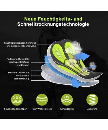 Ulhnei Men's 5D Padded Bicycle Pants - Breathable Fast-Drying Shockproof Cycling Shorts in XXL Bright Green - Buy Online on GoSupps.com