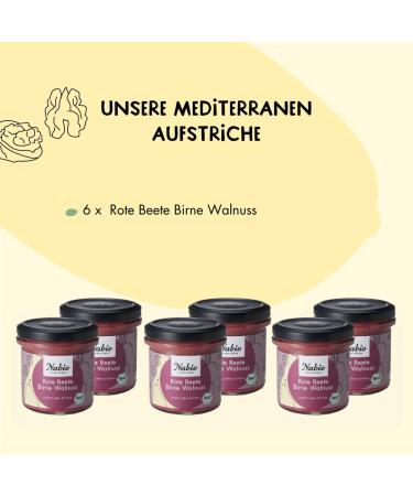 NABIO Mediterranean Spread: Vegan Beetroot Pear Walnut (6 x 135g) - Healthy Snack & Gourmet Delicacy - Buy Online on GoSupps.com
