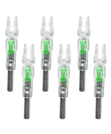 Reikawa New Lighted Nocks for Arrows with .244 Inside Diameter Nock Turn on Automatically When Shot,6 Pack green