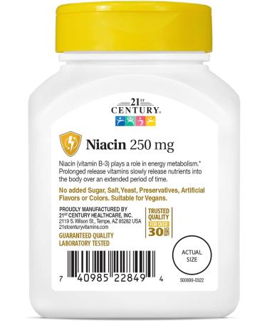 21st Century Niacin 250mg Tablets 110-Count - Pack of 2 | Boost Heart Health & Circulation - Best Price - Buy Online on GoSupps.com