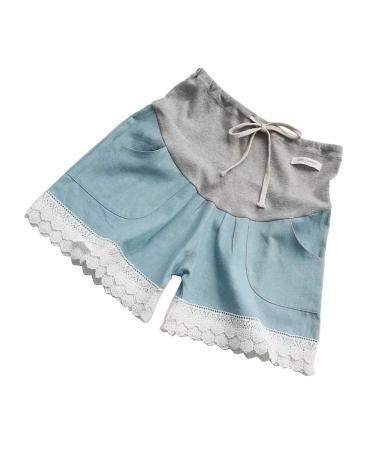 Maternity Shorts Maternity Denim Shorts Elastic Breathable for Summer for Pregnant Women (M) M Lace Light Blue