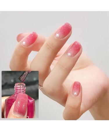 Pink Nail Polish Nail Varnish Shimmer Glitter Quick Dry Breathable French Manicure Natural Elegant Pearl Bright Pink Hot Pink Non-toxic No UV Needed Nail Polish for Woman Home DIY Nail Art Gift - Buy Online on GoSupps.com