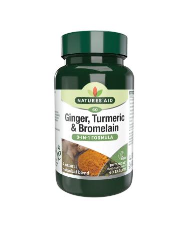 Natures Aid Ginger Turmeric Bromelain 60 Tablets 60 Count (Pack of 1)