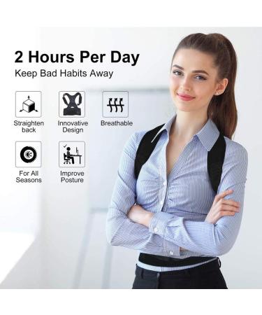 Thoracic Back Brace Posture Corrector - Magnetic Support for Neck Shoulder Upper and Lower Back Pain Relief - Fully Adjustable Belt - Black Large - Buy Online on GoSupps.com