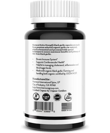 Harmoni Organic Black Garlic Capsules 7000mcg SAC Fermented High Potency 60ct - Extra Strength - Buy Online on GoSupps.com