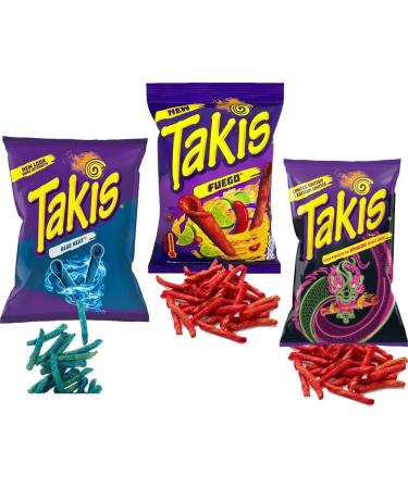 3 x Mixed Takis Fuego Corn Chips Blue Heat Tortilla Chips Dragon Sweet Chilli Chips Bags - Buy Online on GoSupps.com