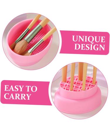 Housoutil Makeup Brush Cleaning Cup Makeup Brush Cleaners Make up Sponge Cleaner Makeup Brush Cleaning Pads Make up Brush Cleaner Cleaning Bowl Silica Gel Powder Puff Pink - Buy Online on GoSupps.com