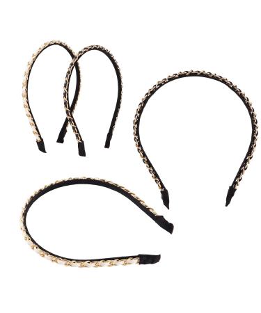 Buy Metal Chain Leather Hairband for Women & Girls - Non-Slip Elastic Headband in Black/White & Gold - Stylish & Comfortable - Buy Online on GoSupps.com
