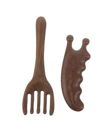 PLAFOPE 2 pi ces Peigne de Massage Bois de Santal avec Poign e Ergonomique Peigne Dents Fines pour Soin Du Chevelu et Stimulateur Acupoints Accessoire Portable pour Massage Capillaire