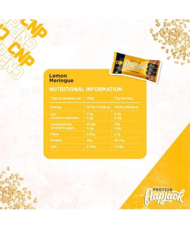 CNP Professional Whey Protein Flapjacks | 18g Protein, Low Carbs | 5 Flavours | 12 x 75g Bars | Lemon Meringue Flavor | 12 Count - Buy Online on GoSupps.com