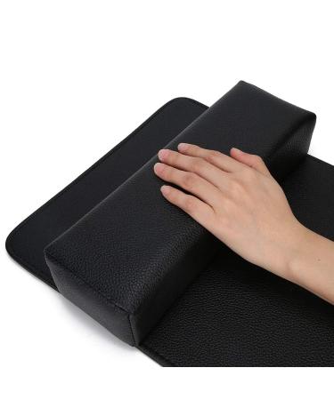 FAMKIT Nail Art Hand Pillow, Nail Pillow and Mat, Beauty Salon Soft Pillow Arm Rest Holder Cushion Mat Set Manicure Tool Black