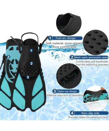 5-in-1 Professional Snorkeling Gear Set - Blue, L/XL Size (Adults 9-13) | Mask Fins Snorkel for Scuba Diving, Swimming - Anti-Fog Tempered Glass - Buy Online on GoSupps.com