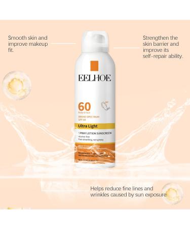 Sunscreen Mist SPF 60 Sun Protection Spray Suntan Lotion Spray Sun Protection For Body Non-Greasy & Water-Resistant Sunscreen UVA & UVB Protection Sun Cream Spray Suitable For All Skin Types - Buy Online on GoSupps.com