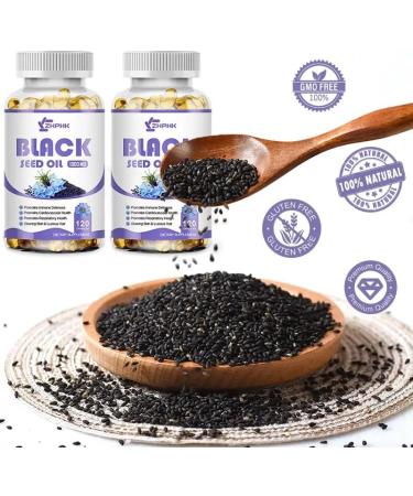 120 Black Seed Oil Capsules Cold Pressed Pure Organic Nigella Sativa - Buy Online on GoSupps.com